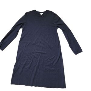 J. Jill Navy Sweater Dress Long Sleeve Crew Neck Knit Casual Womens Sz S EUC